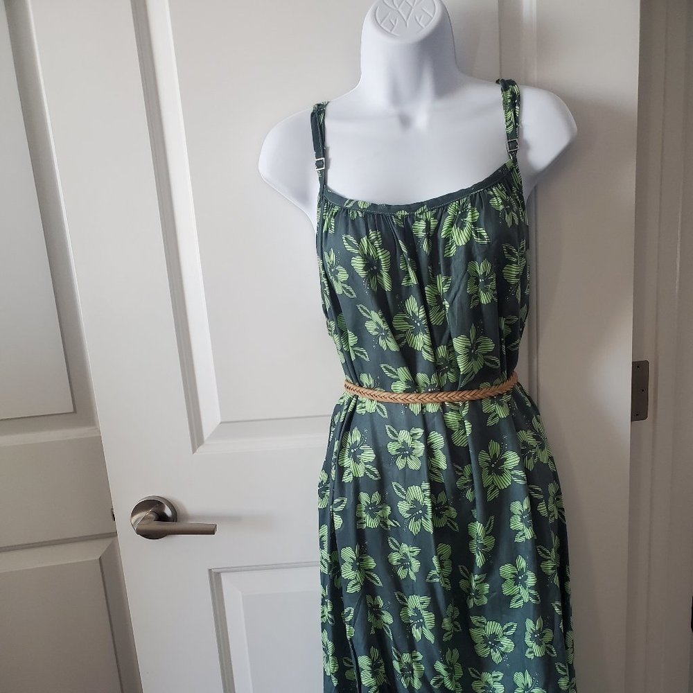 Pretty and Versatile Floral Spaghetti Strap Tunic Dress from Hawaii, One Size